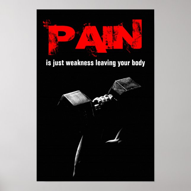 Pain Bodybuilding Fitness Inspirational Dumbell Poster (Front)