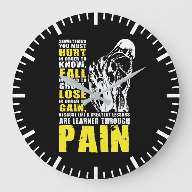 Pain - Greatest Lessons - Gym Workout Motivational Large Clock (Front)