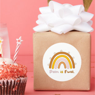 Pain is fuel motivational colourful boho rainbow classic round sticker