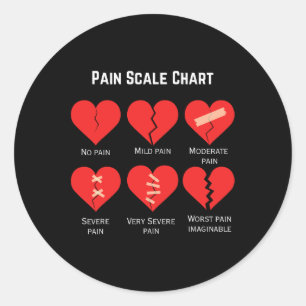 Pain Scale Chart Design For Funny Valentine's Day Classic Round Sticker