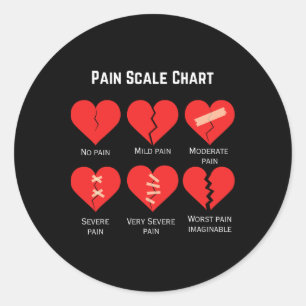 Pain Scale Chart Design For Funny Valentine's Day  Classic Round Sticker