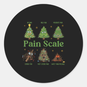 Pain Scale Christmas Funny Tree Xmas Nurse Holiday Classic Round Sticker
