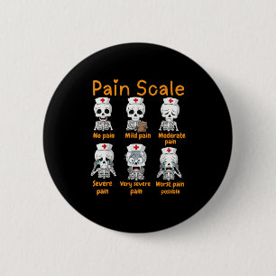 Pain Scale Cute Nurse Skeleton Halloween Trauma Fu 6 Cm Round Badge
