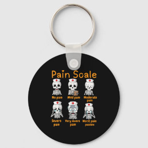 Pain Scale Cute Nurse Skeleton Halloween Trauma Fu Key Ring