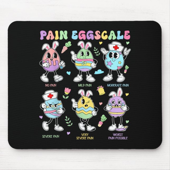 Pain Scale Easter Day Cute Bunny Eggs Nurse Triage Mouse Pad (Front)
