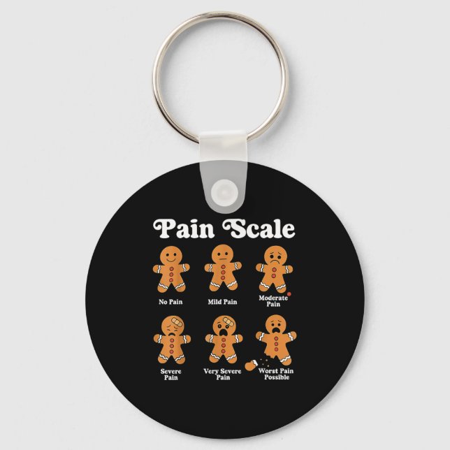 Pain Scale Funny Gingerbread Christmas Nurse Pain  Key Ring (Front)
