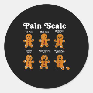 Pain Scale Funny Gingerbread Man Christmas Nurse H Classic Round Sticker