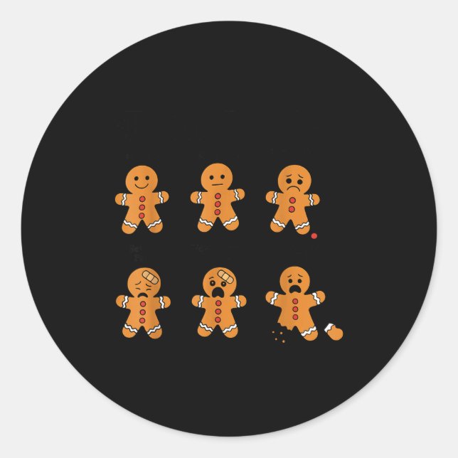 Pain Scale Funny Gingerbread Man Christmas Nurse H Classic Round Sticker (Front)