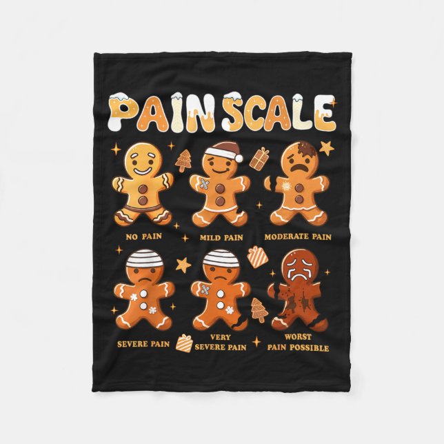 Pain Scale Funny Gingerbread Man Christmas Nurse H Fleece Blanket (Front)