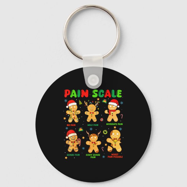 Pain Scale Funny Gingerbread Man Christmas Nurse H Key Ring (Front)