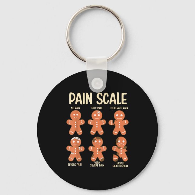 Pain Scale Funny Gingerbread Man Christmas Nurse H Key Ring (Front)