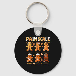 Pain Scale Funny Gingerbread Man Christmas Nurse H Key Ring