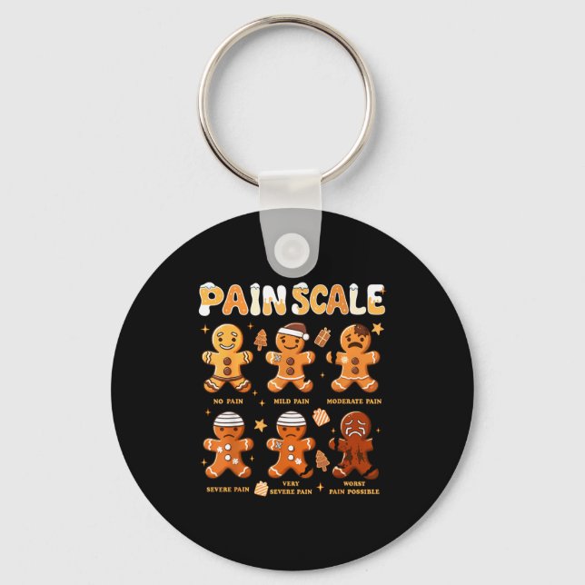 Pain Scale Funny Gingerbread Man Christmas Nurse H Key Ring (Front)