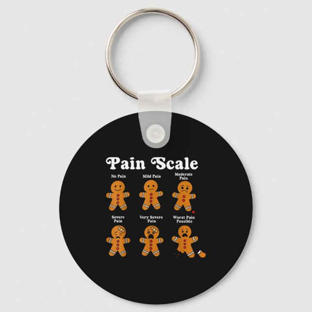 Pain Scale Funny Gingerbread Man Christmas Nurse H Key Ring (Front)