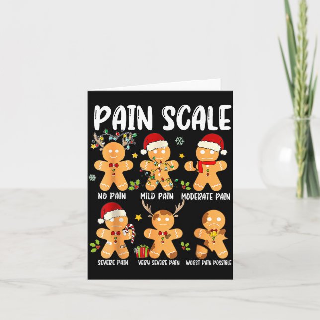Pain Scale Gingerbread Trauma Nurse Christmas Nurs Card (Front)