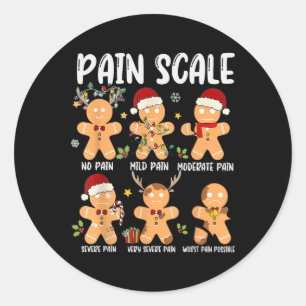 Pain Scale Gingerbread Trauma Nurse Christmas Nurs Classic Round Sticker