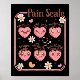 Pain Scale Heart Box Funny Nurse Valentine  Poster