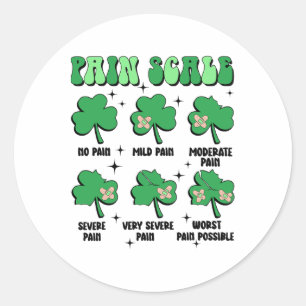 Pain Scale Nurse Doctor St Patricks Day Clover Icu Classic Round Sticker