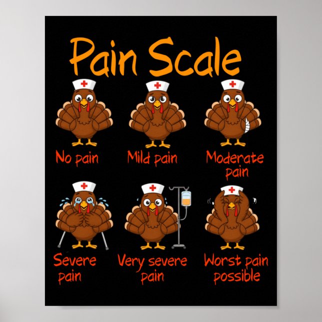 Pain Scale Nurse Turkey Thanksgiving Trauma Funny  Poster (Front)