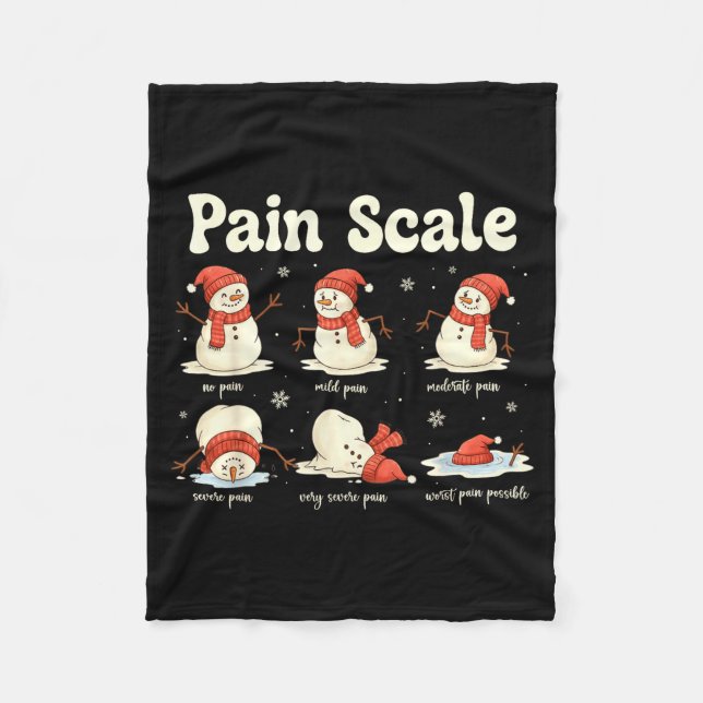 Pain Scale Snowman Funny Nurse Christmas Icu Nurse Fleece Blanket (Front)
