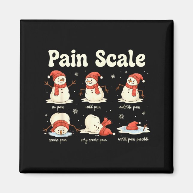 Pain Scale Snowman Funny Nurse Christmas Icu Nurse Magnet (Front)