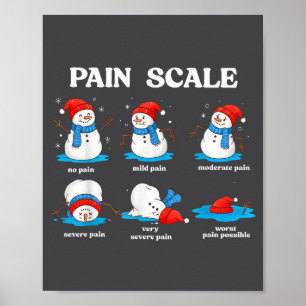 Pain Scale Snowman Funny Nurse Christmas Men Women Poster
