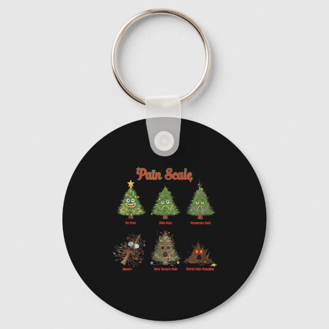 Pain Scale Snowman Nurse Christmas Tree Snow Pajam Key Ring (Front)