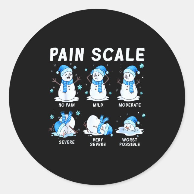 Pain Scale Snowman Nurse Christmas Xmas Snow Pajam Classic Round Sticker (Front)