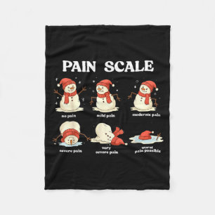 Pain Scale Snowman Nurse Christmas Xmas Snow Pajam Fleece Blanket