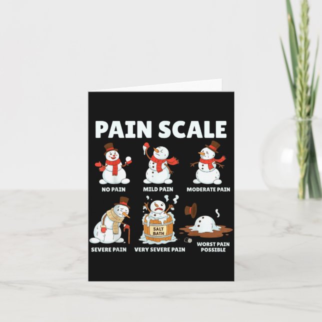 Pain Scale Snowman Xmas Funny Nurse Christmas Icu  Card (Front)