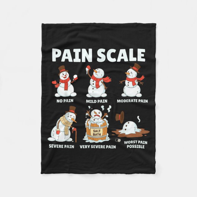 Pain Scale Snowman Xmas Funny Nurse Christmas Icu  Fleece Blanket (Front)