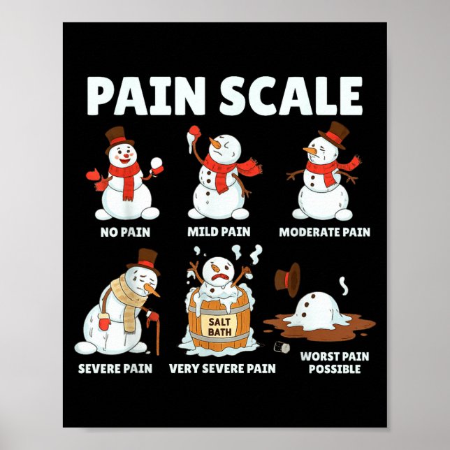 Pain Scale Snowman Xmas Funny Nurse Christmas Icu  Poster (Front)