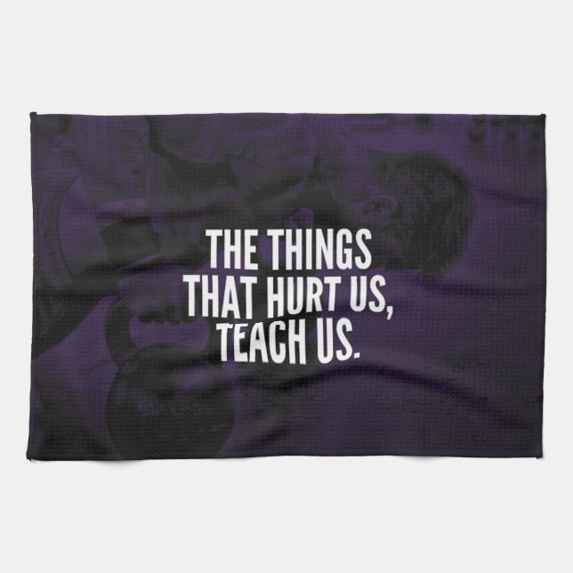 Pain - Workout Inspirational Words - Kettlebell Tea Towel (Horizontal)