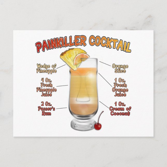 PAINKILLER Cocktail Recipe Art Postcard (Front)