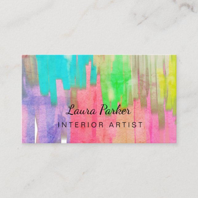 Paint Abstract Modern Watercolor Minimal Artist Business Card (Front)