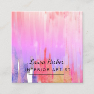 Paint Abstract Modern Watercolor Minimal Artist Square Business Card