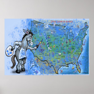 Paint America Blue Poster