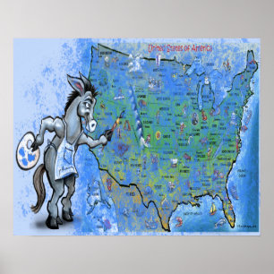 Paint America Blue Poster