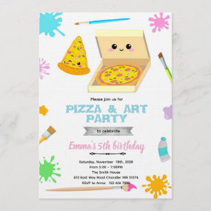 Paint and Pizza Birthday Invitation