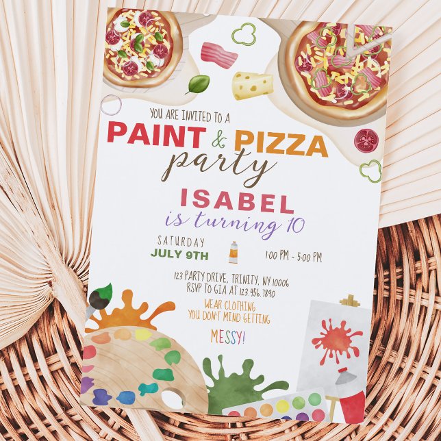 Paint and Pizza Birthday Party Invitation (Creator Uploaded)