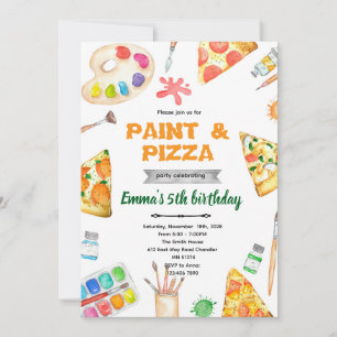 Paint and Pizza theme invite