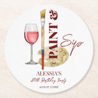 Paint and sip wine and art themed party favours