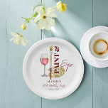 Paint and sip wine and art themed party template paper plate<br><div class="desc">Paint and sip wine and art themed party personalised printed paper plates template ,  brush wine glass and watercolor palette monogram plates  for art painting party</div>
