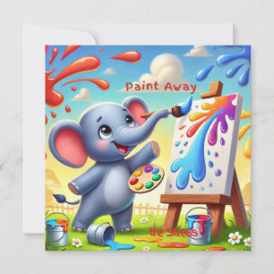 Paint Away the Stress Elephant Flat Card