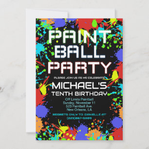 Paint Ball Birthday Party Invitation