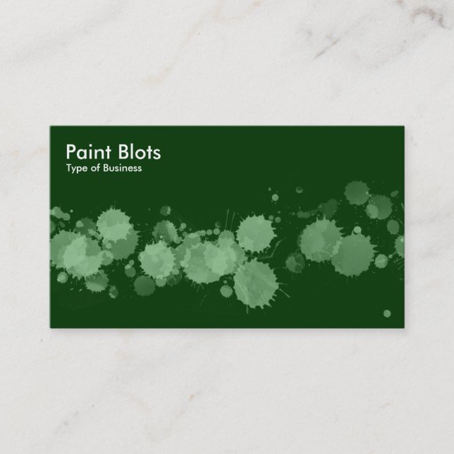 Paint Blots - Faded Green on Dk Green Business Card (Front)