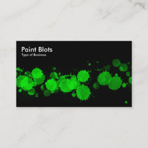 Paint Blots - Green on Black Business Card