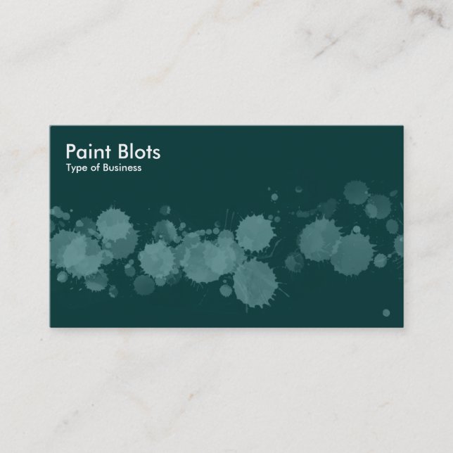 Paint Blots - Ocean Green on Dk Green Business Card (Front)