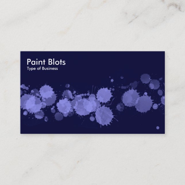 Paint Blots - Pastel Blue on Dk Navy Business Card (Front)
