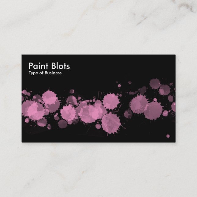 Paint Blots - Pink on Black Business Card (Front)